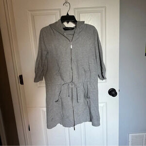 Norma Kamali sweatshirt dress/shacket, gray, Large, zip front, normcore